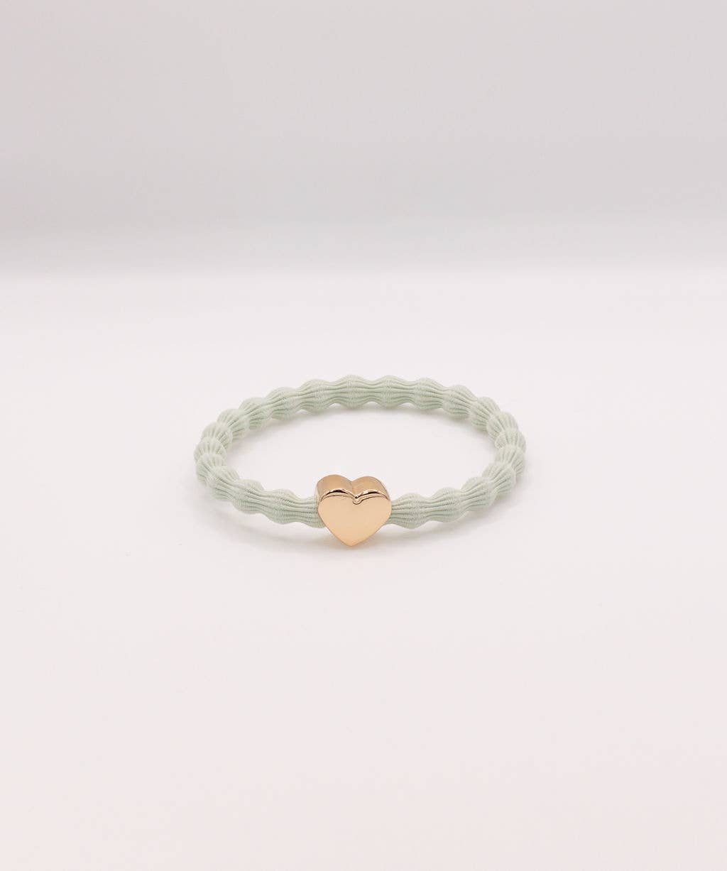 Wave Hair Tie with Gold Heart Charm (Various Colours)