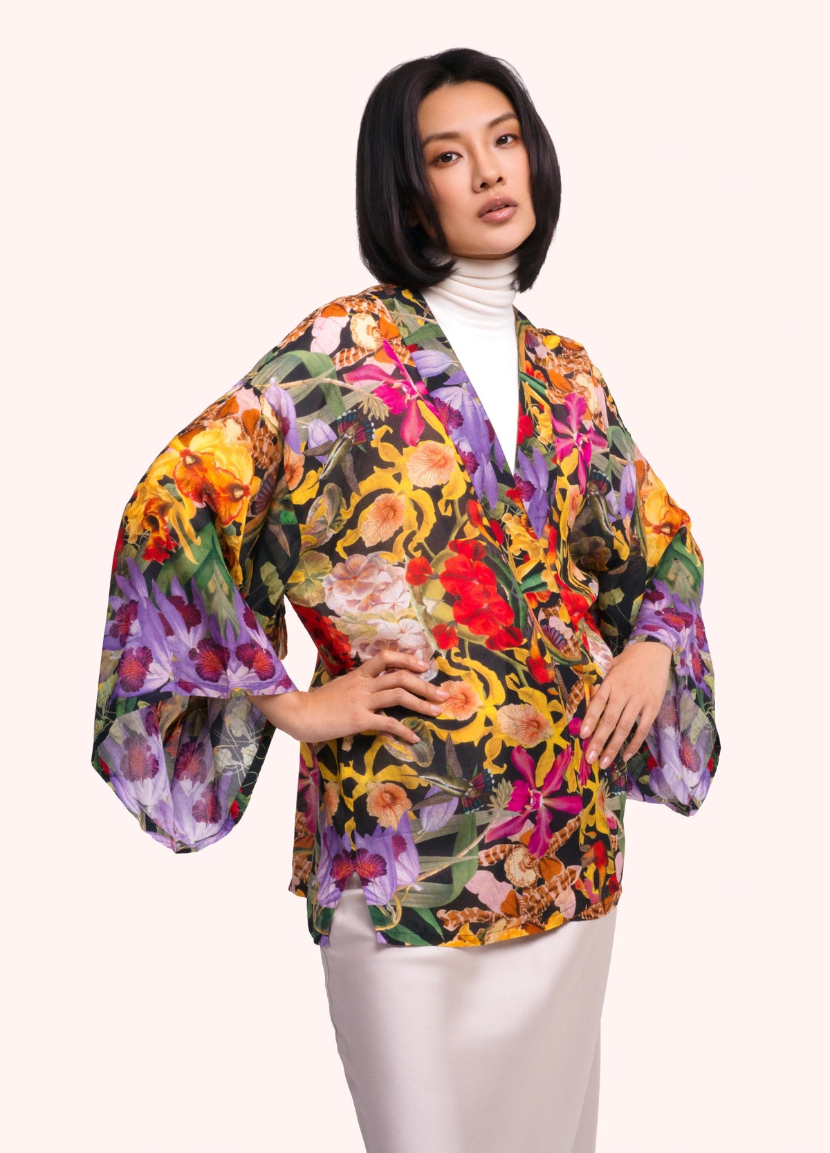 Powder Botanical Kaleidoscope Short Kimono Jacket