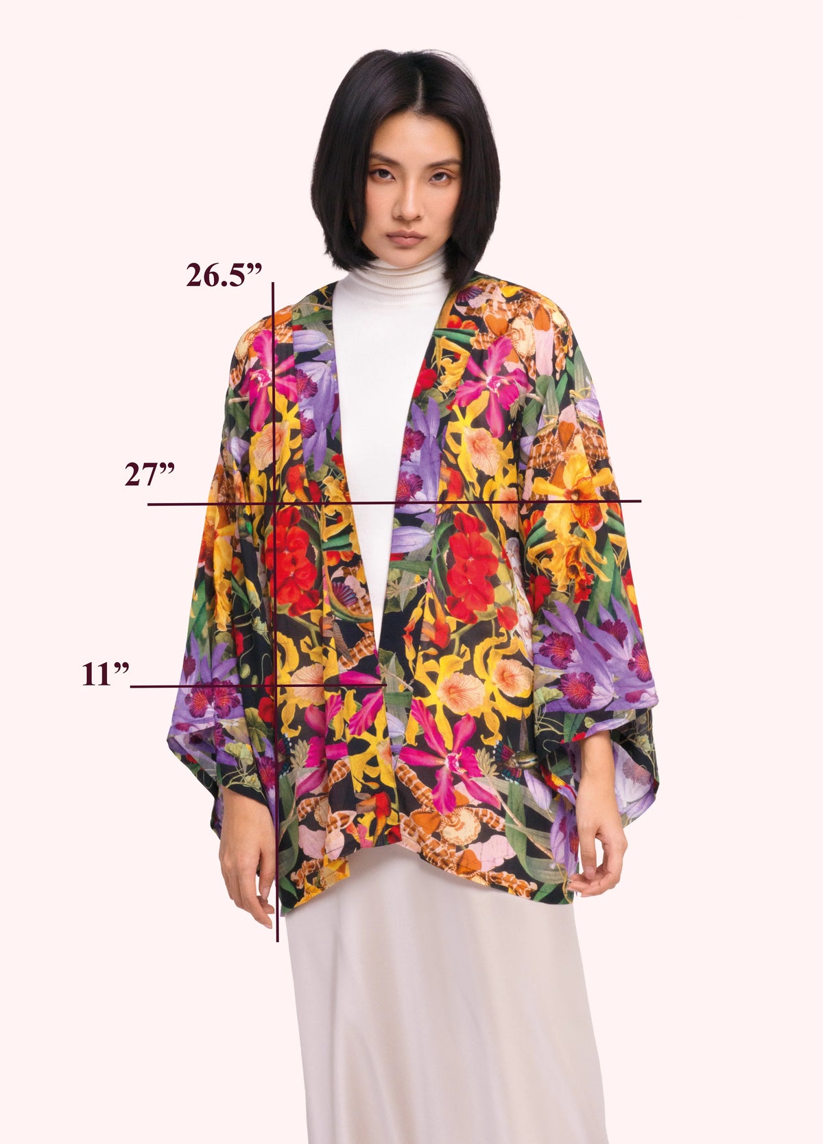 Powder Botanical Kaleidoscope Short Kimono Jacket