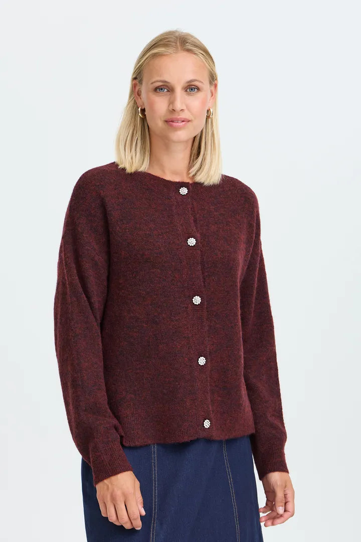 Fransa Burgundy Cardigan