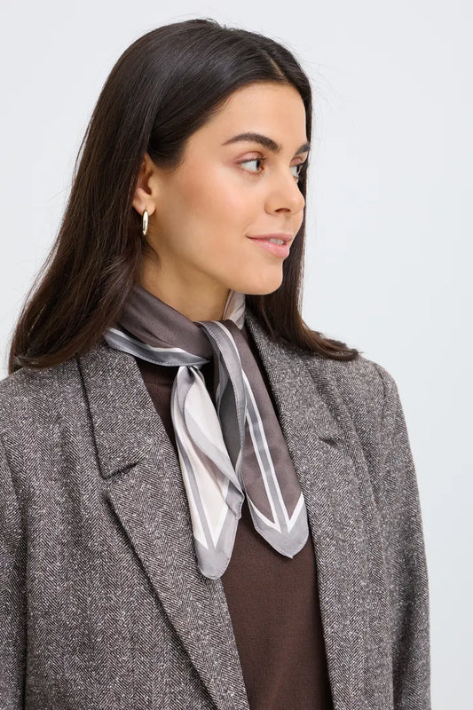 Fransa Grey and Brown Silk Scarf
