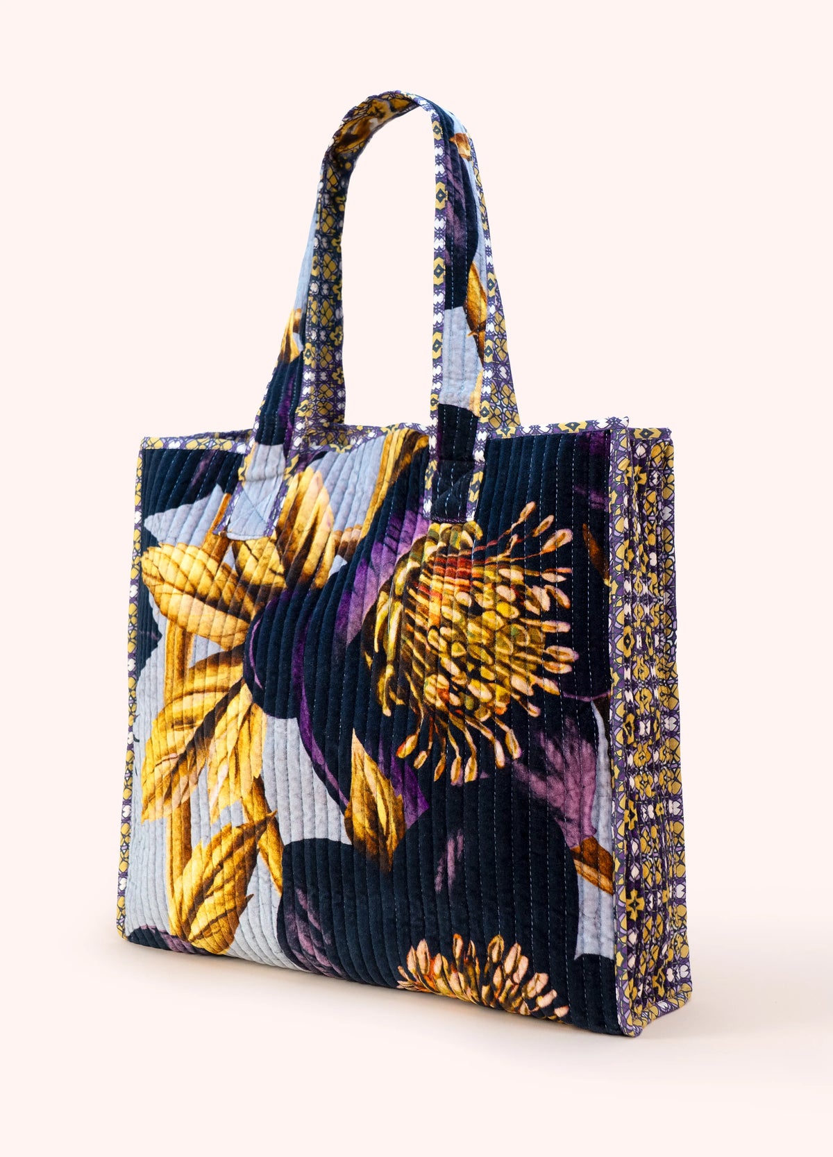 Powder Lux Velvet Quilted Tote - Hellebore - Robins & Roses, Eccleshall