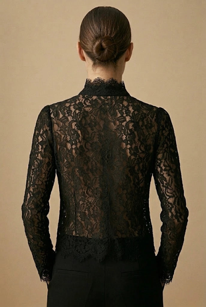Choklate Paris Lace Blouse with Pearl Buttons - Robins & Roses, Eccleshall
