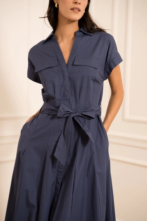 Choklate Paris Navy Cotton Shirt Dress