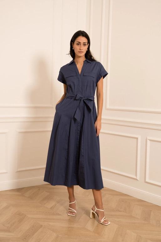 Choklate Paris Navy Cotton Shirt Dress