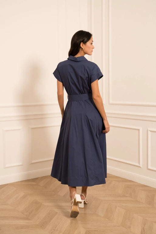Choklate Paris Navy Cotton Shirt Dress