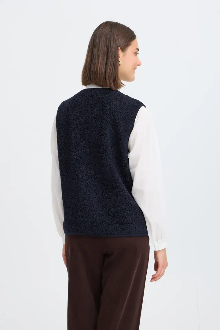 Fransa Navy Teddy Waistcoat