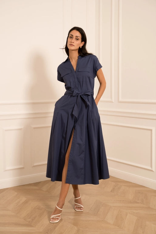 Choklate Paris Navy Cotton Shirt Dress