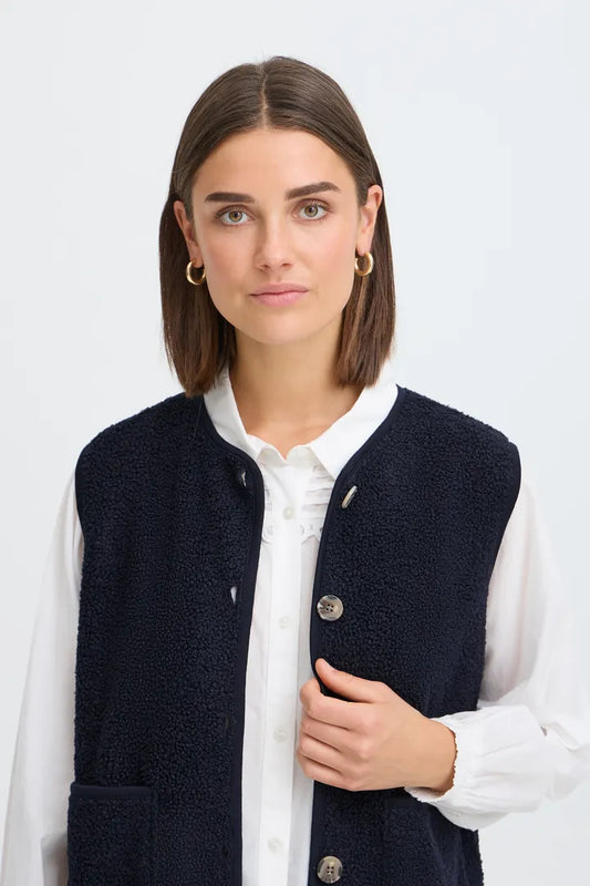 Fransa Navy Teddy Waistcoat
