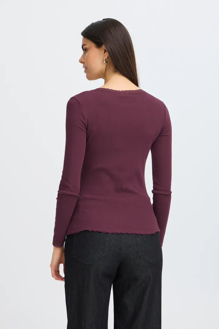 Fransa Burgandy Lace top