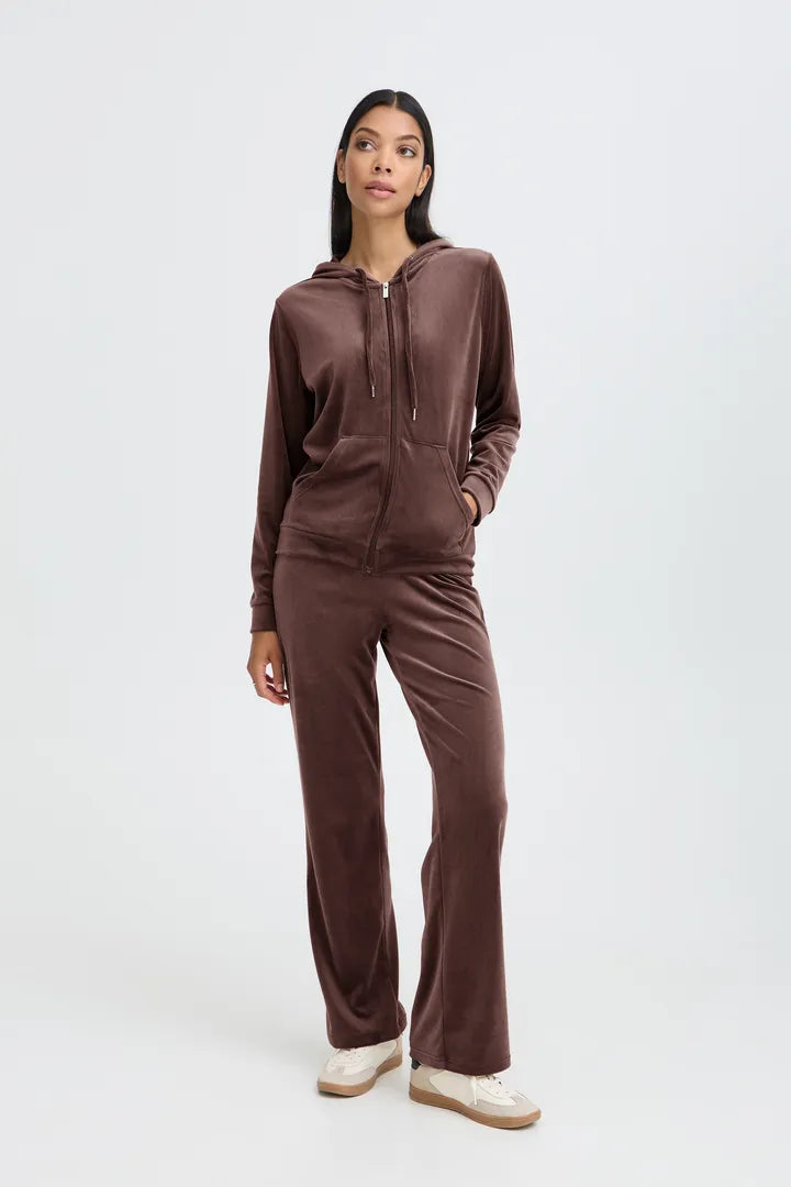 B.Young Brown Velour Tracksuit Set