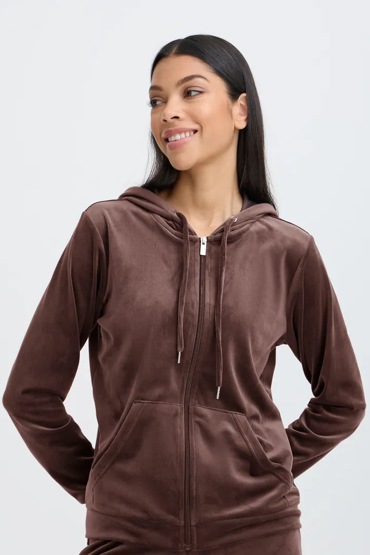 B.Young Brown Velour Tracksuit Set