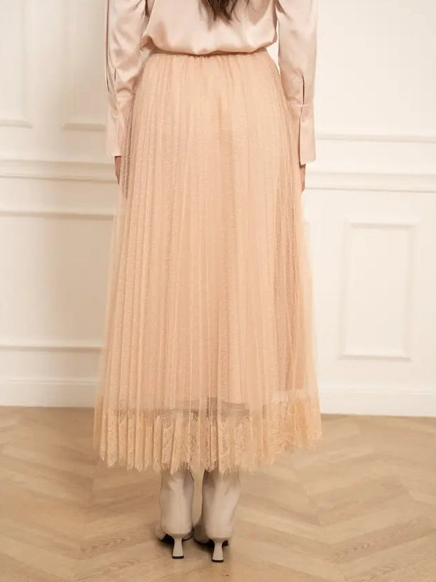 Choklate Paris Blush Pink Pleated Tulle Lace Skirt - Robins & Roses, Eccleshall