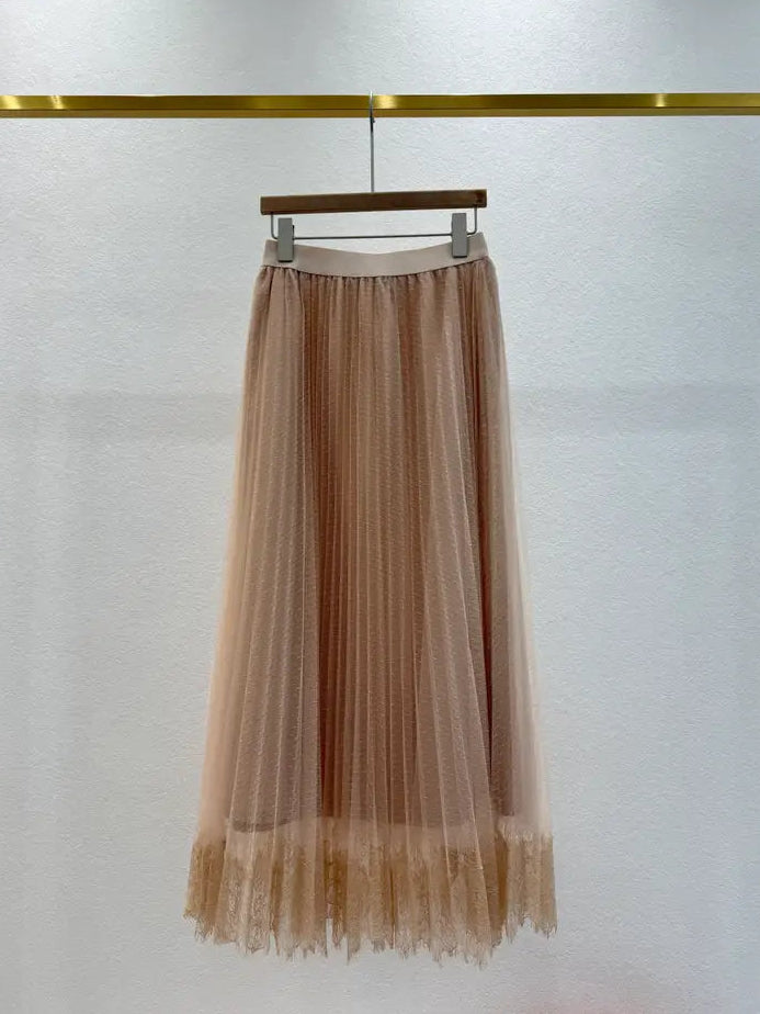 Choklate Paris Blush Pink Pleated Tulle Lace Skirt - Robins & Roses, Eccleshall