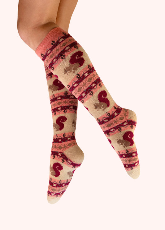 Powder Fair Isle Squirrel Knee High Socks