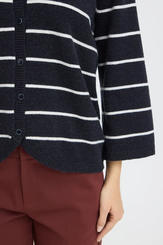 Fransa Navy Striped Cardigan