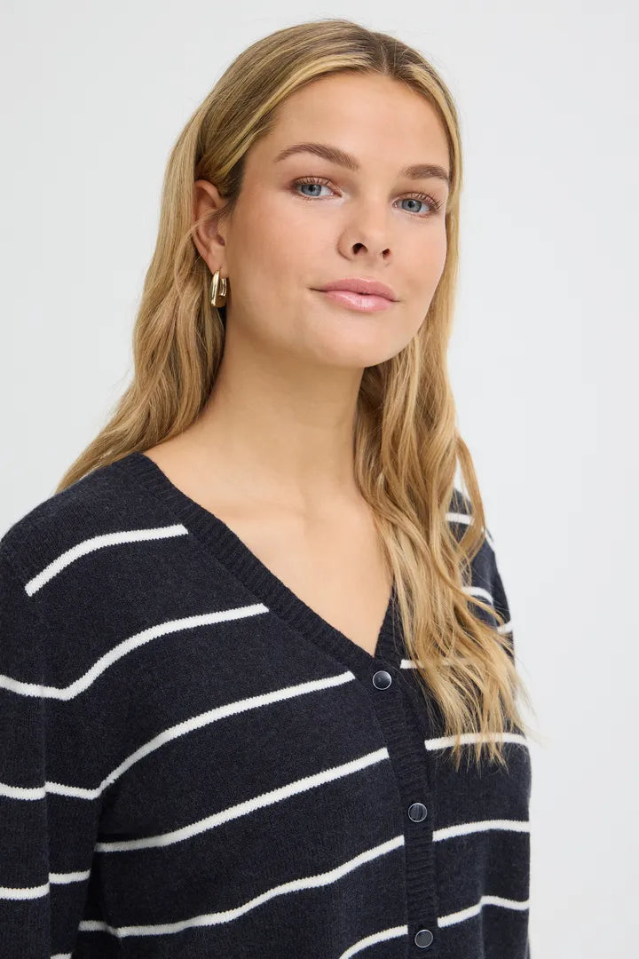 Fransa Navy Striped Cardigan