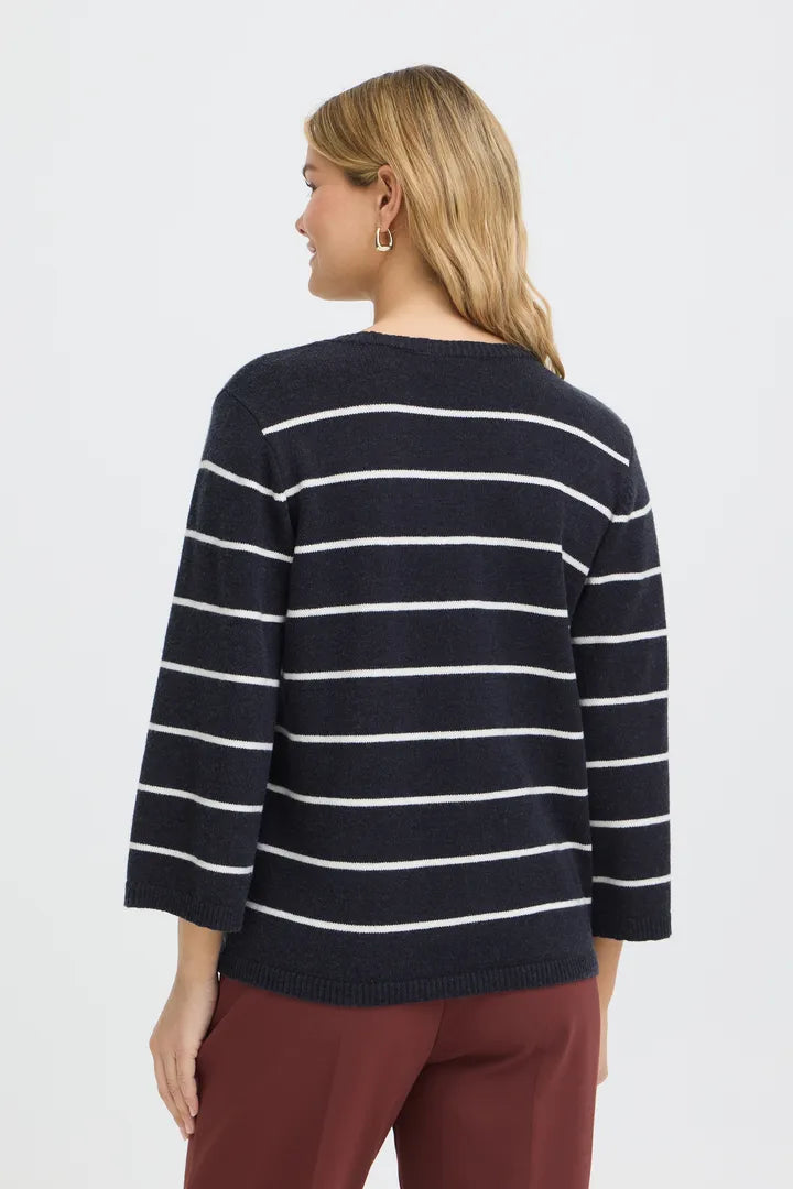 Fransa Navy Striped Cardigan