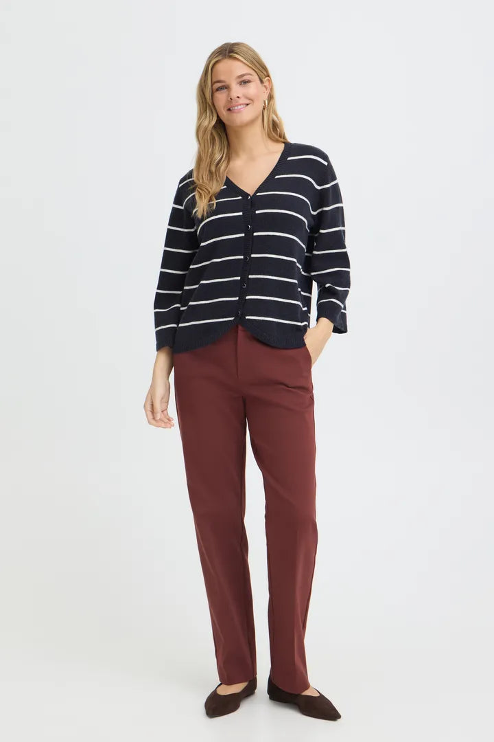 Fransa Navy Striped Cardigan