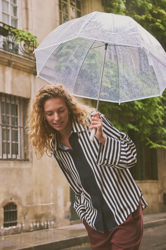 Fransa Striped Shirt -Navy and White