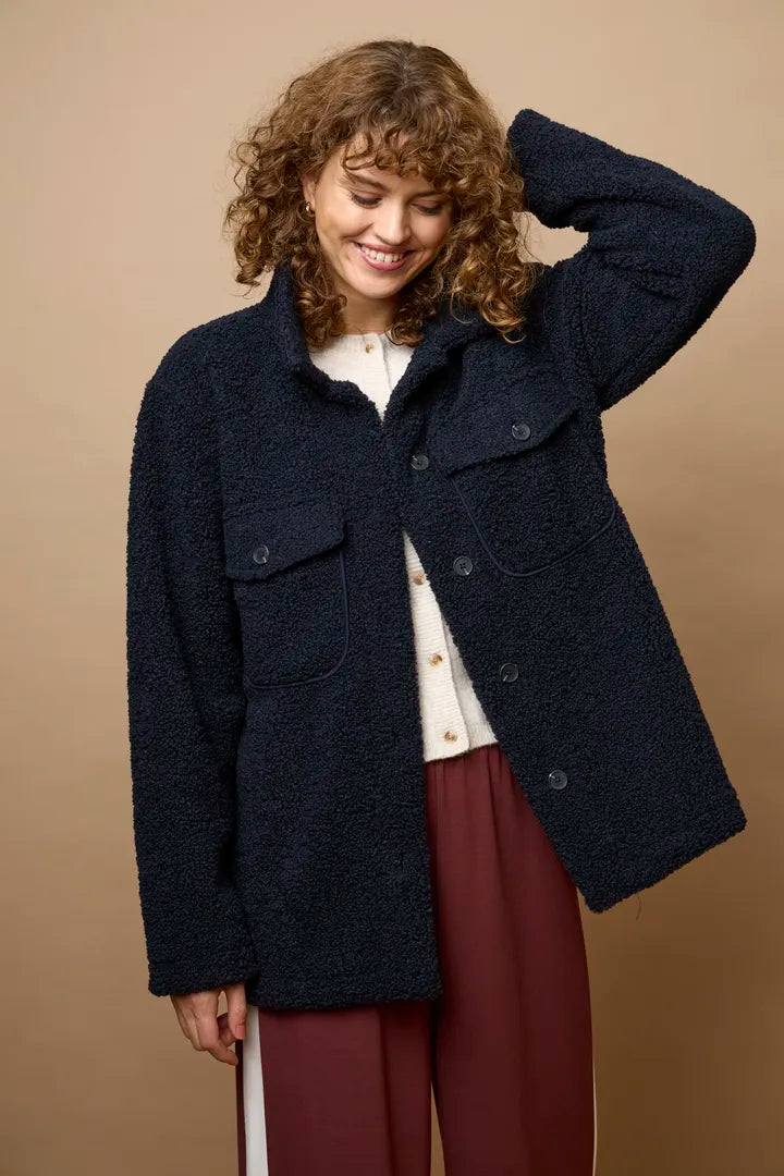 Fransa Navy Teddy Jacket - Robins & Roses, Eccleshall