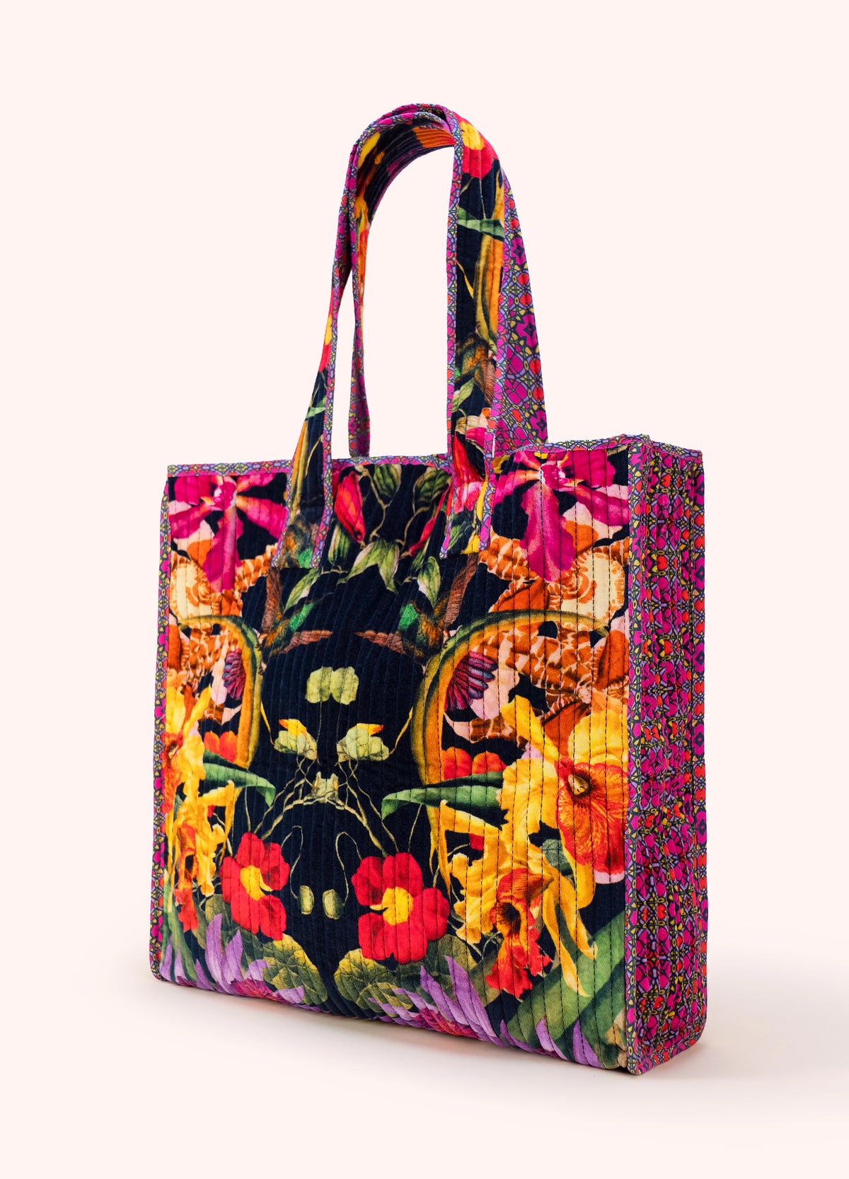 Powder Velvet Quilted Tote - Botanical Kaleidoscope - Robins & Roses, Eccleshall