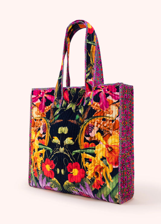 Powder Velvet Quilted Tote - Botanical Kaleidoscope - Robins & Roses, Eccleshall