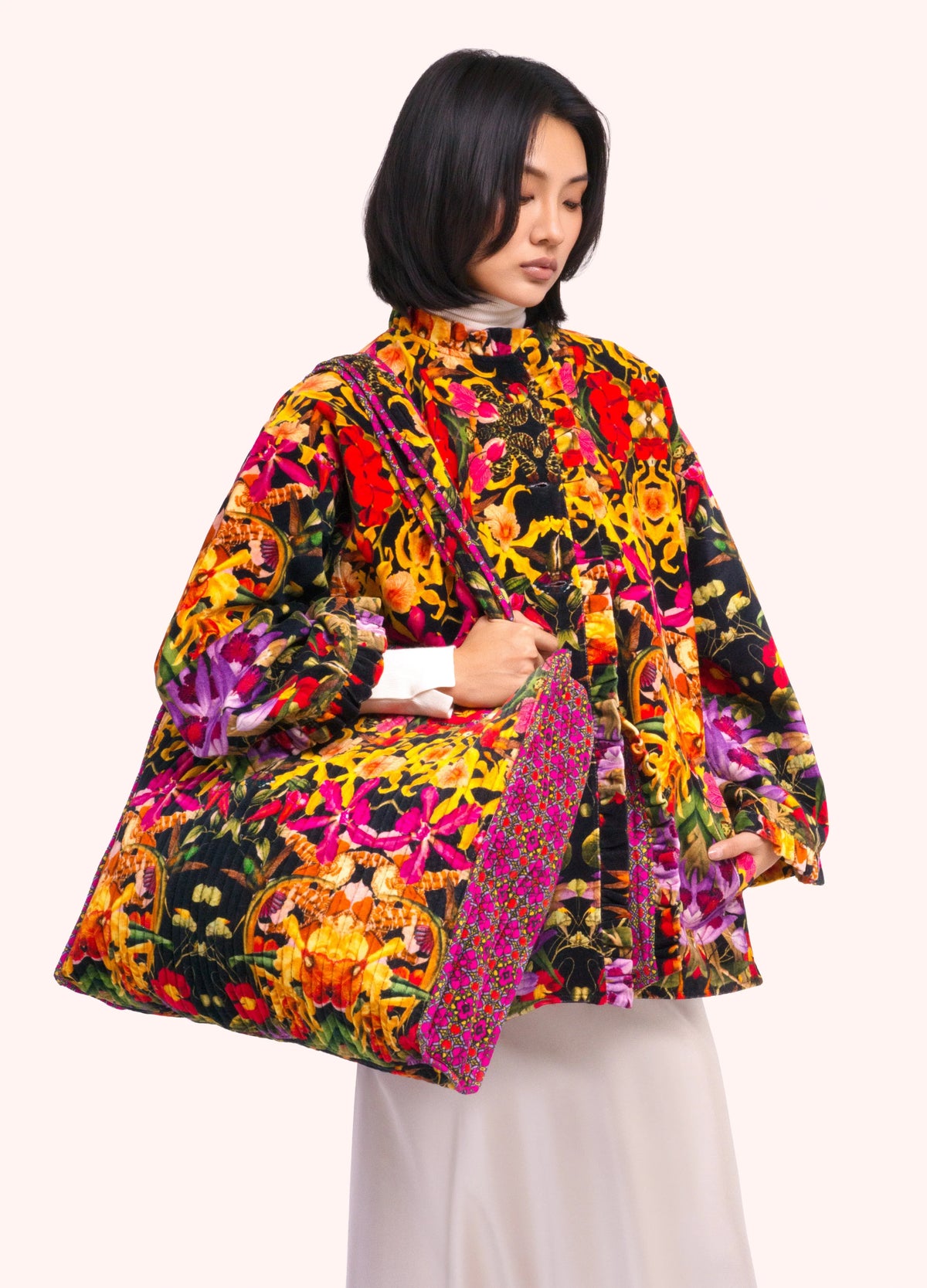 Powder Velvet Quilted Tote - Botanical Kaleidoscope - Robins & Roses, Eccleshall